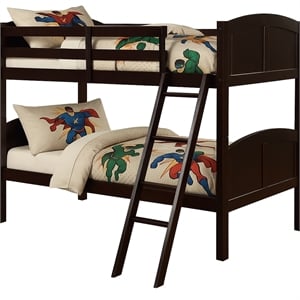 CR Wooden Kids Twin Over Twin Bunk Bed Espresso