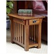 Catania Oak Finish Chairside Table with Storage Drawer and Shelf