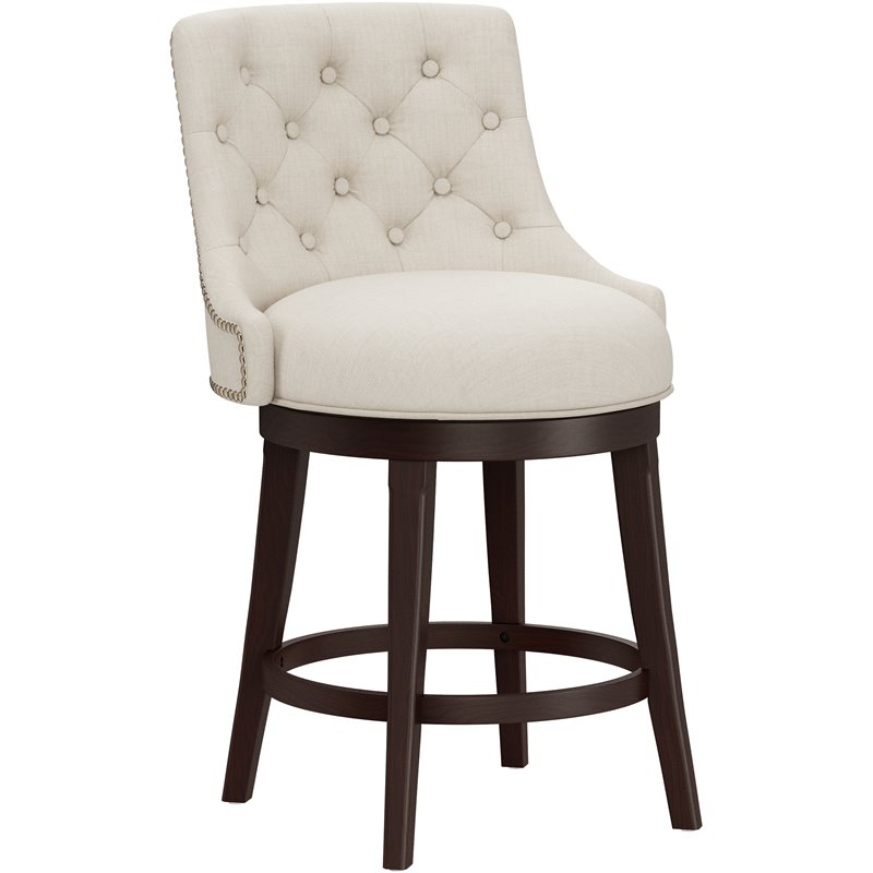 Catania 25 Wood Contemporary Counter Stool in Brown/Cream Finish
