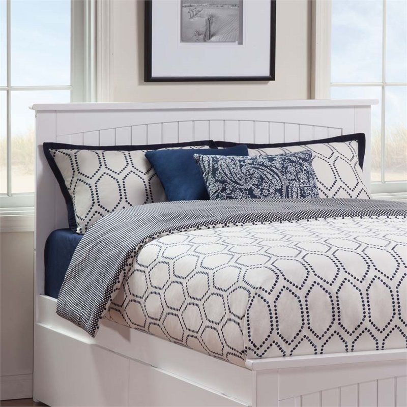 Catania Contemporary Queen Solid Wood Panel Headboard in White