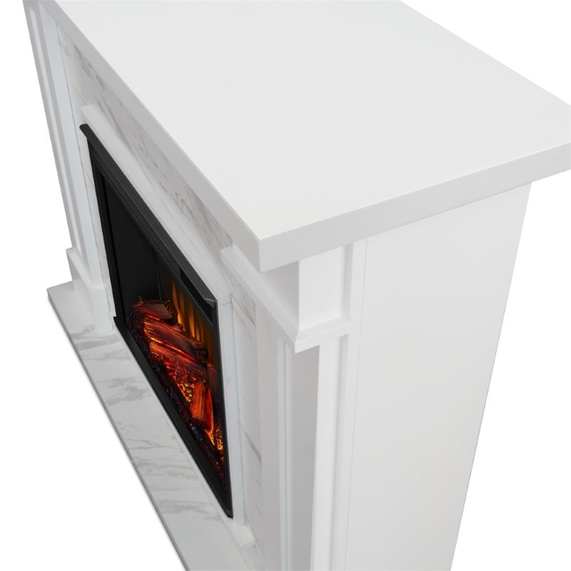 Catania Modern / Contemporary Electric Fireplace in White Marble
