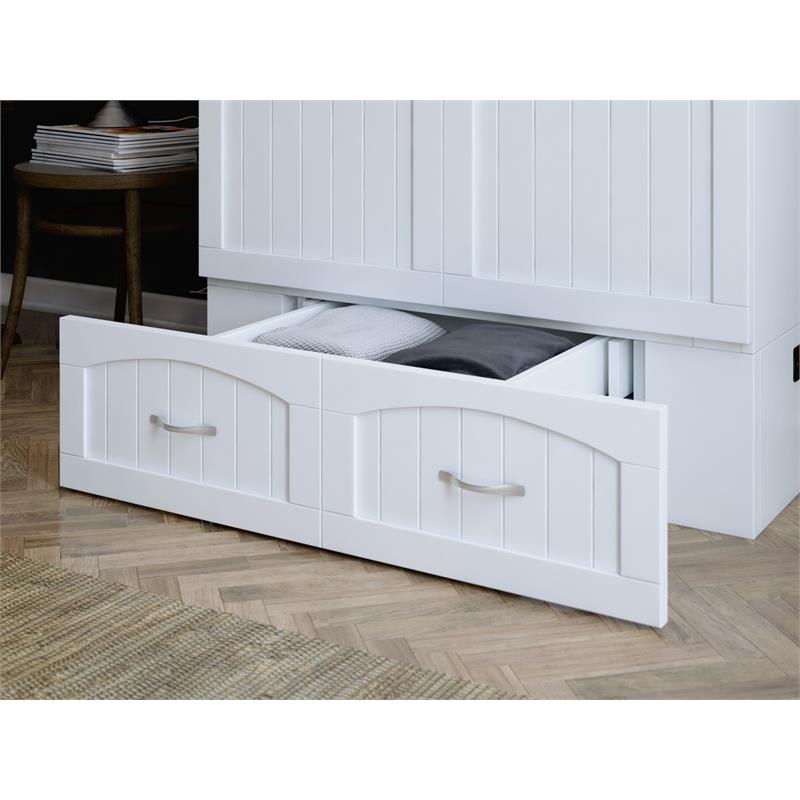Catania Modern Wood Twin XL Murphy Bed Chest with Mattress in White