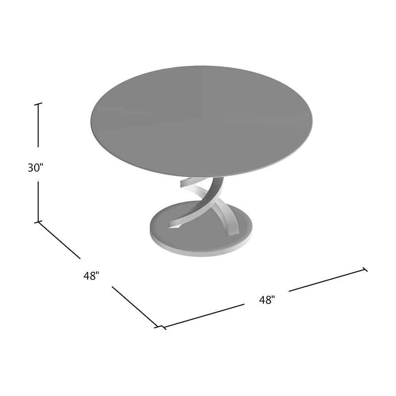 Catania Modern / Contemporary Glass Top Round Dining Table in Silver