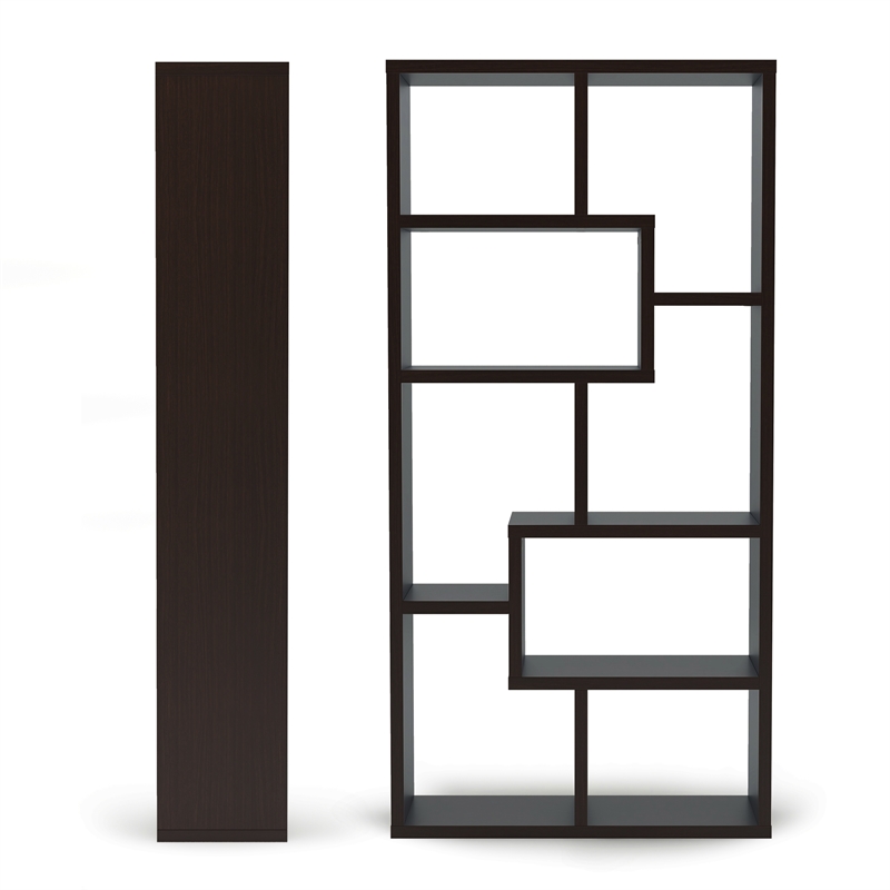 Catania Contemporary Wood 10-Shelf Bookcase in Walnut Finish