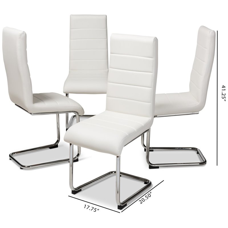 Catania Marlys Faux Leather Dining Chair in White (Set of 4)
