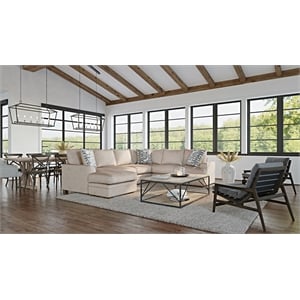 Catania 2-Piece Sectional with Accent Pillows in Cream Finish