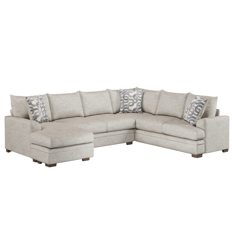 Catania 2-Piece Sectional with Accent Pillows in Cream Finish