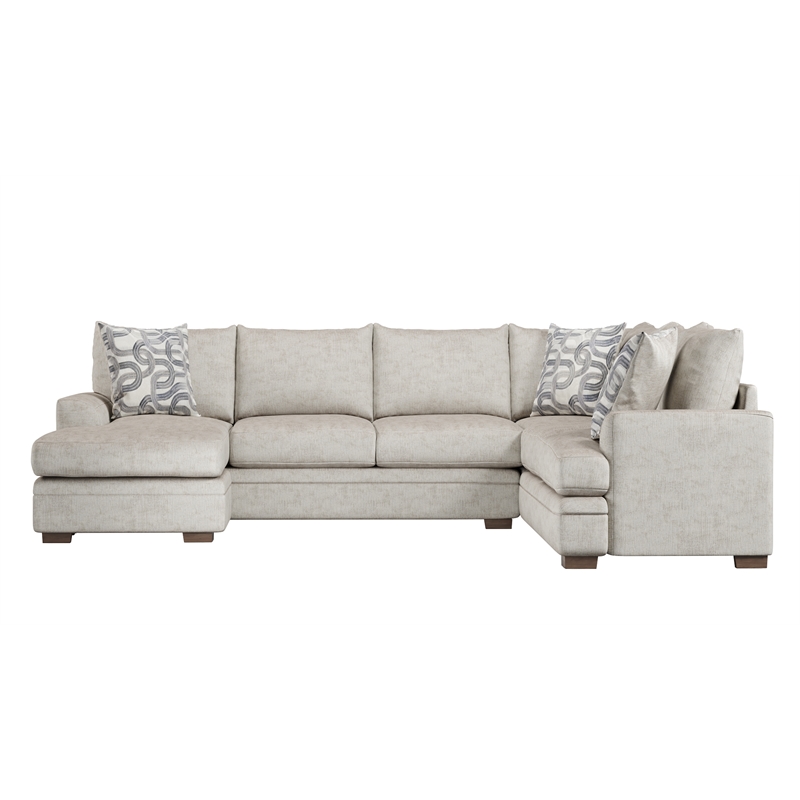 Catania 2-Piece Sectional with Accent Pillows in Cream Finish