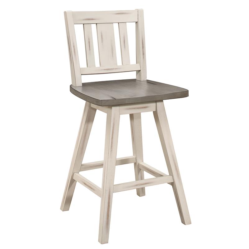 Catania Slat Back Counter Height Dining Swivel Chair in White (Set of 2)