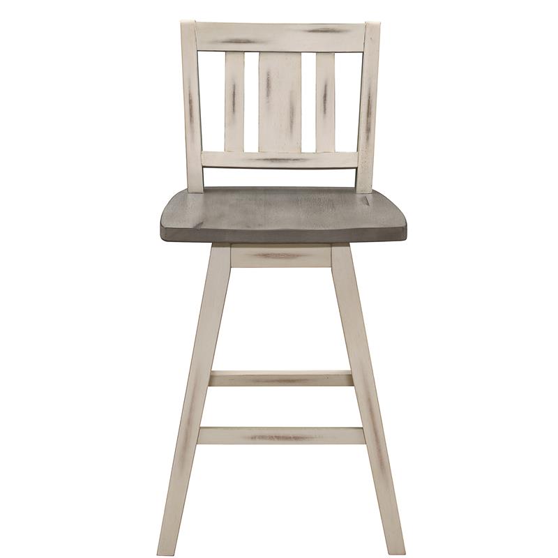 Catania Slat Back Counter Height Dining Swivel Chair in White (Set of 2)
