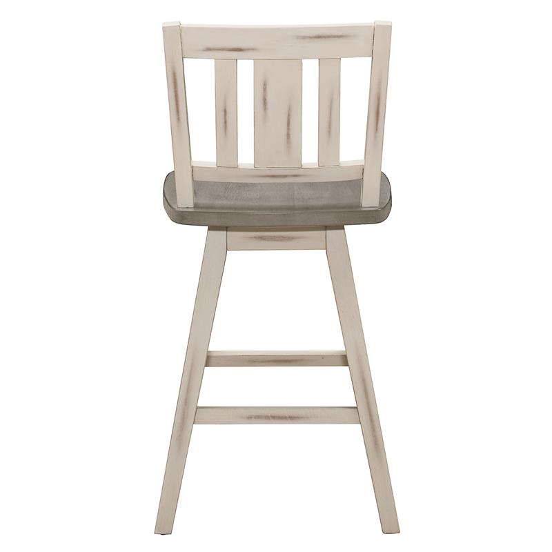 Catania Slat Back Counter Height Dining Swivel Chair in White (Set of 2)