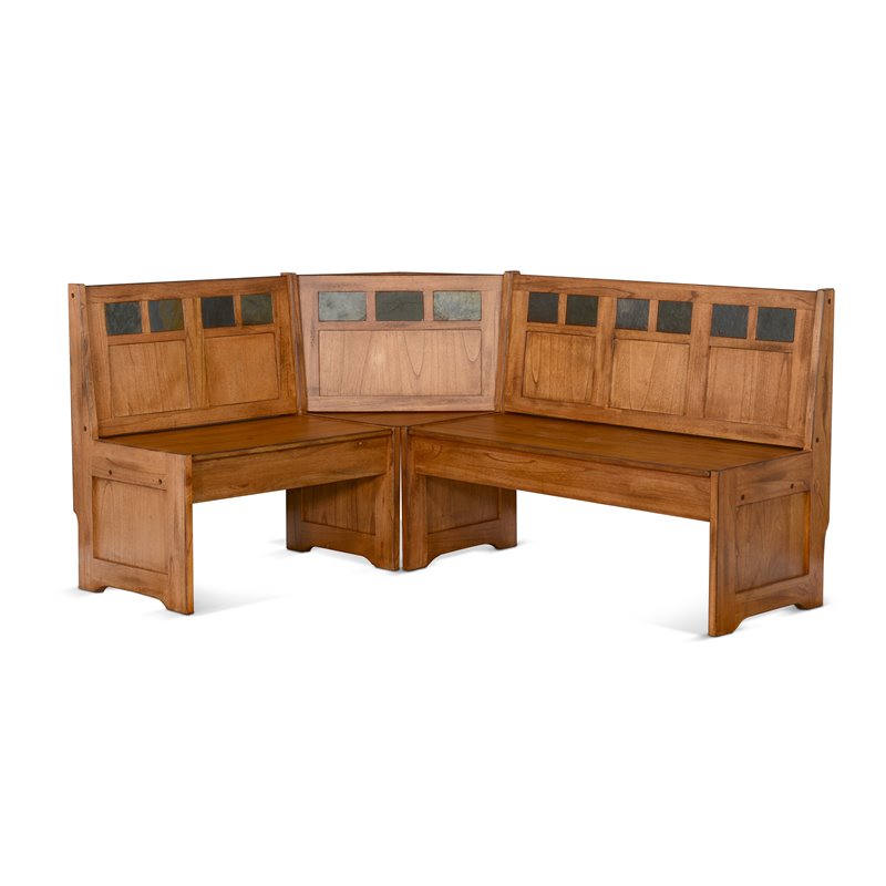 Catania Farmhouse Wood Breakfast Nook Set in Rustic Oak Finish