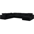 Catania Modern / Contemporary Black Linen Fabric Deluxe Modular Sectional