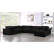 Catania Modern / Contemporary Black Linen Fabric Deluxe Modular Sectional