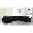 Catania Modern / Contemporary Black Linen Fabric Deluxe Modular Sectional