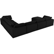 Catania Modern / Contemporary Black Linen Fabric Deluxe Modular Sectional