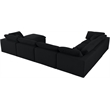 Catania Modern / Contemporary Black Linen Fabric Deluxe Modular Sectional