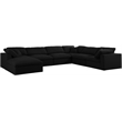 Catania Modern / Contemporary Black Linen Fabric Deluxe Modular Sectional