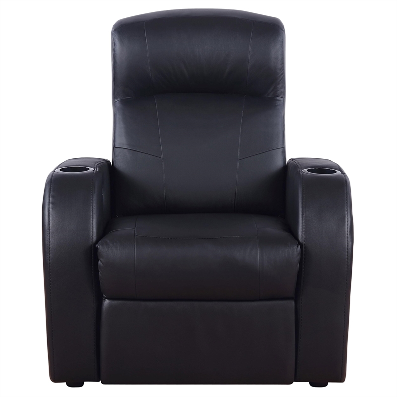 Catania Modern / Contemporary Leather Home Theater Upholstered Recliner Black