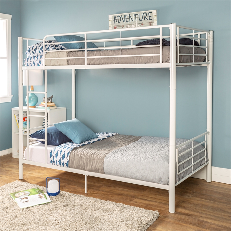 Catania Modern / Contemporary Metal Twin over Twin Bunk Bed in White