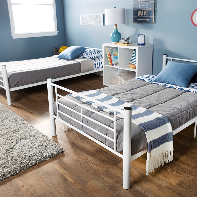 Catania Modern / Contemporary Metal Twin over Twin Bunk Bed in White
