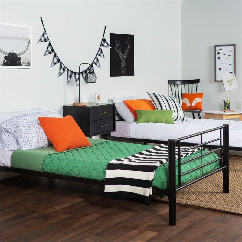 Catania Modern / Contemporary Twin over Twin Metal Bunk Bed in Black