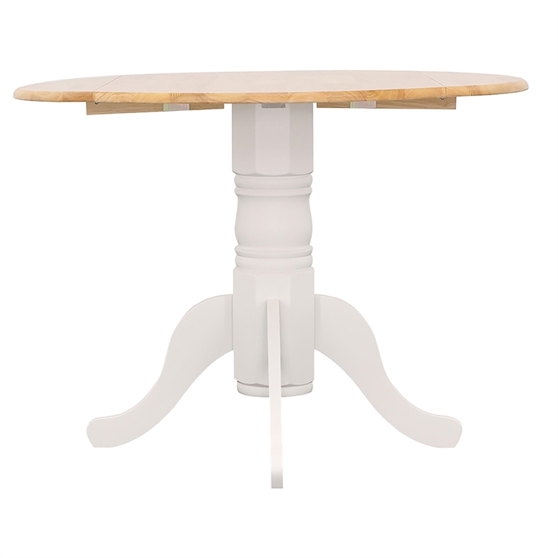 Catania Farmhouse Round Drop Leaf Wood Dining Table in Brown