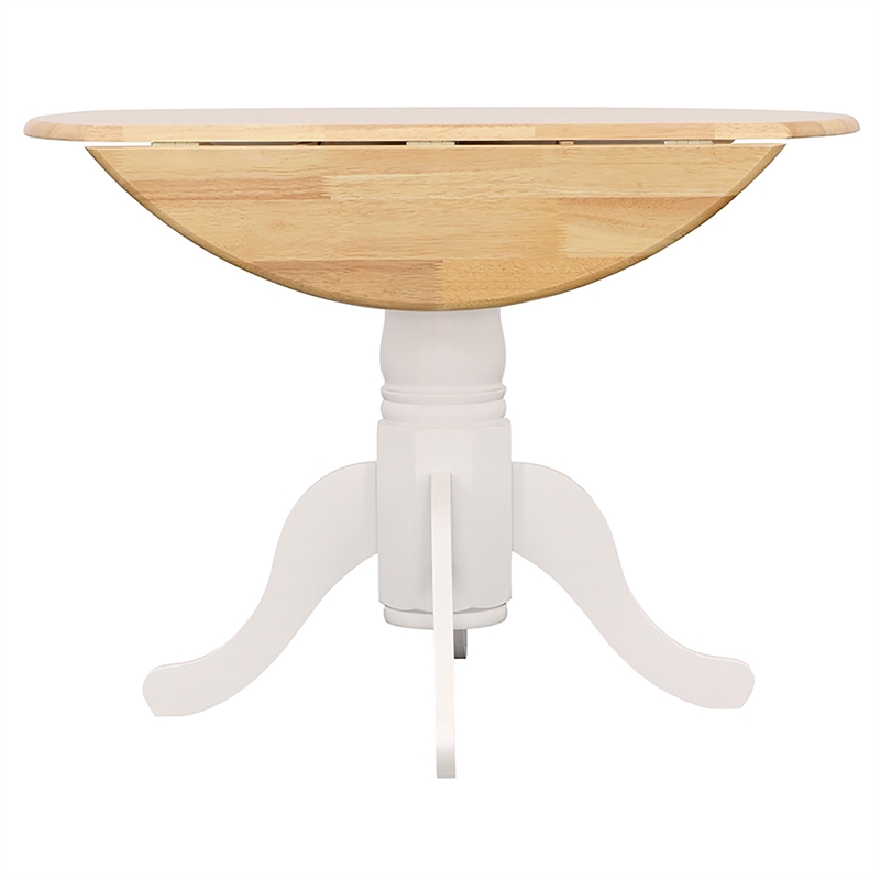 Catania Farmhouse Round Drop Leaf Wood Dining Table in Brown