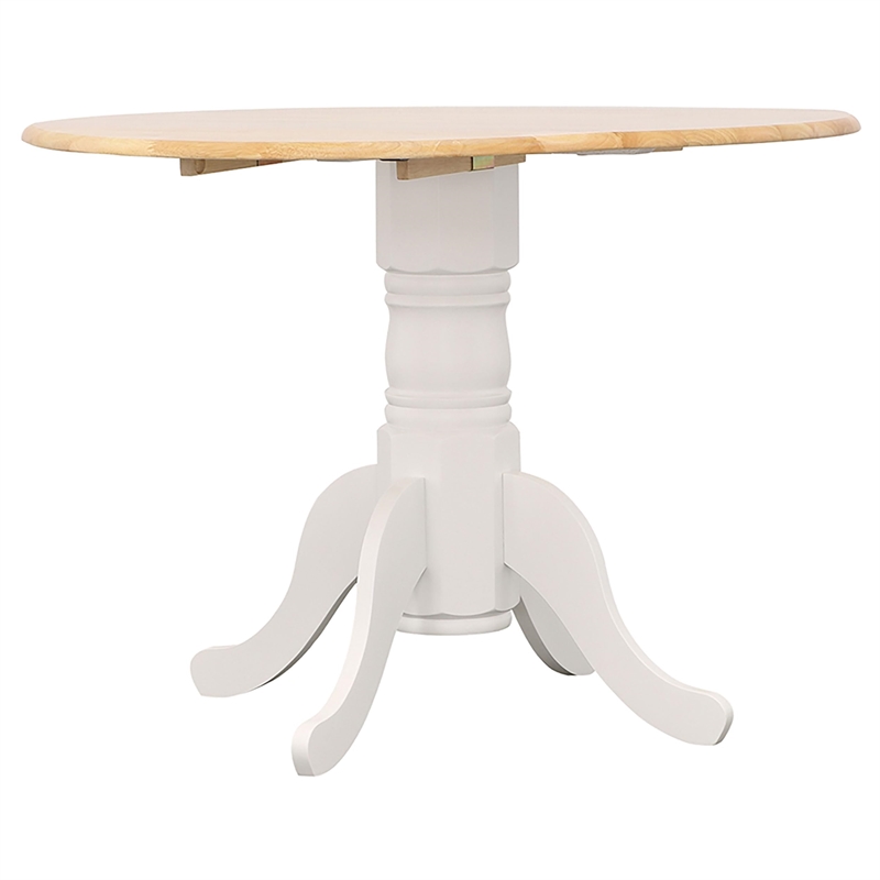 Catania Farmhouse Round Drop Leaf Wood Dining Table in Brown