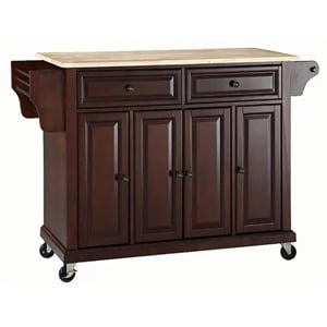Catania Modern / Contemporary Natural Wood Top Kitchen Cart in Mahogany