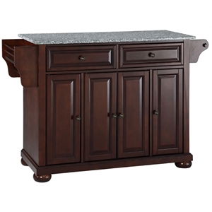 Catania Modern / Contemporary Gray Granite Top Kitchen Island in Mahogany