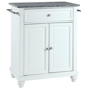 Catania Modern Gray Granite Top Portable Kitchen Island in White