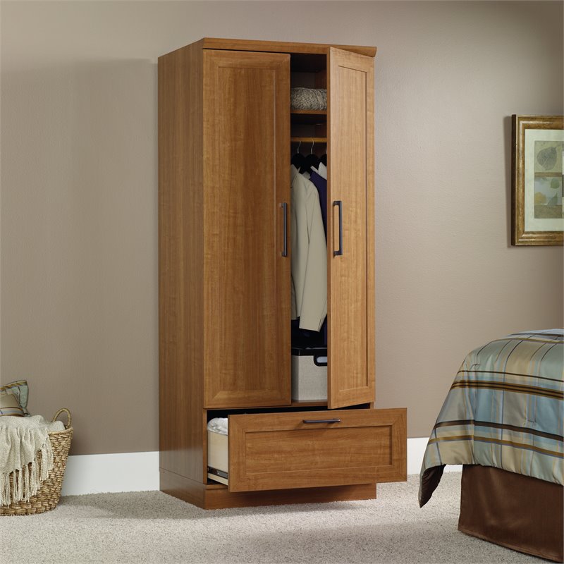 Catania 2-Drawer Wood Wardrobe Armoire with Drawer in Sienna Oak