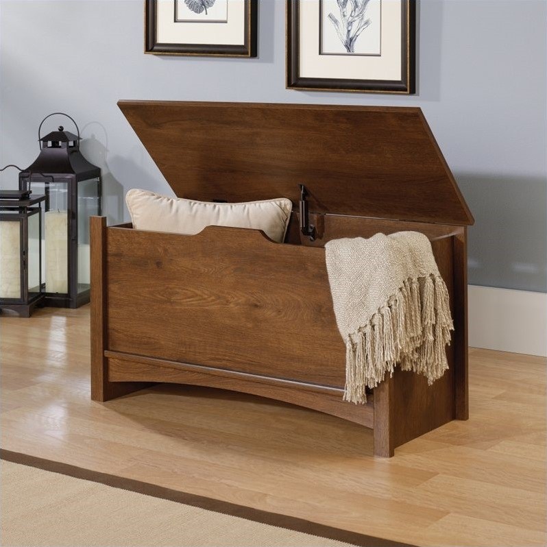 Catania Farmhouse Engineered Wood Storage Chest in Oiled Oak