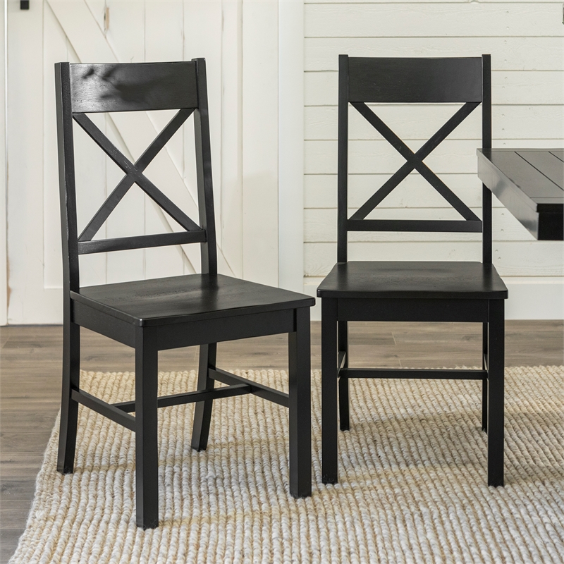 Catania Modern / Contemporary Wood Dining Chair in Black (Set of 2)