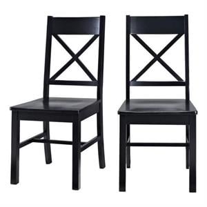 Catania Modern / Contemporary Wood Dining Chair in Black (Set of 2)