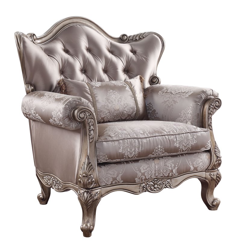 Catania Modern Fabric Tufted Chair with 1 Pillow in Champagne Beige