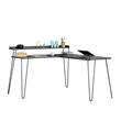 Catania Modern / Contemporary L Desk with Riser in Black Oak