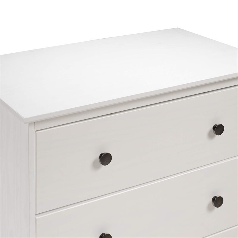 Catania Modern / Contemporary 4 Drawer Solid Wood Dresser in White