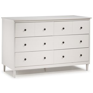 Catania Modern / Contemporary 6 Drawer Solid Wood Dresser in White