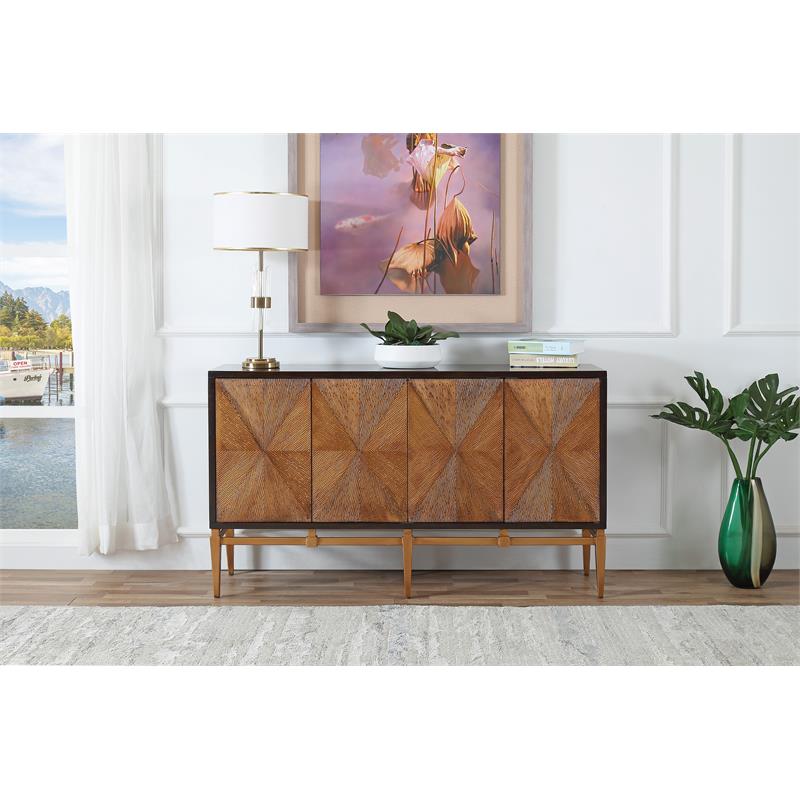 Catania Modern Brown with Antique Gold Accents Wood Sideboard