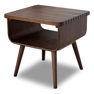 Catania Solid Wood Rectangular End Table in Brown