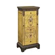 Bowery Hill Solid Wood Antique Parchment Jewelry Armoire Rectangular Hand Painted 41