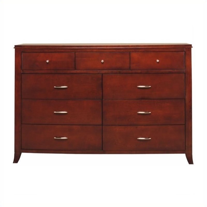 Bowery Hill 9 Drawer Double Dresser in Cinnamon