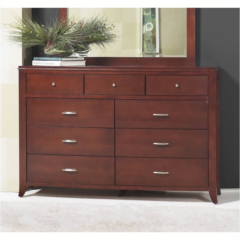 Bowery Hill 9 Drawer Double Dresser in Cinnamon