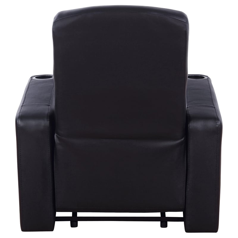 Bowery Hill Leather Home Theater Recliner in Black
