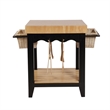 Bowery Hill Transitional Wood Butcher Block Kitchen Island in Black/Natural