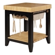 Bowery Hill Transitional Wood Butcher Block Kitchen Island in Black/Natural