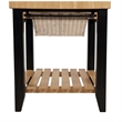 Bowery Hill Transitional Wood Butcher Block Kitchen Island in Black/Natural