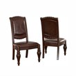 Bowery Hill Leather Brown Dining Chair Rectangular Button Tufted 44